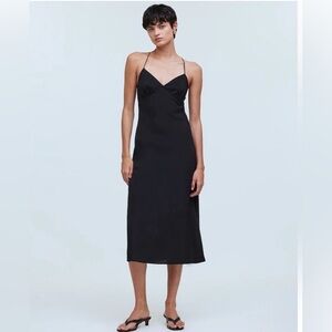 Madewell The Layton Midi Slip Dress Size 4 Black